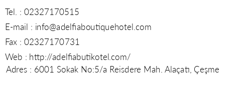 Adelfia Hotel telefon numaralar, faks, e-mail, posta adresi ve iletiim bilgileri